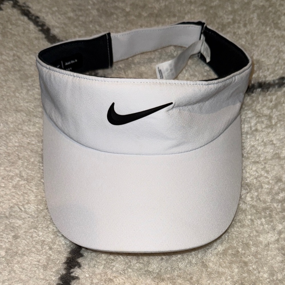 Nike White Sports Visor with Black Swoosh